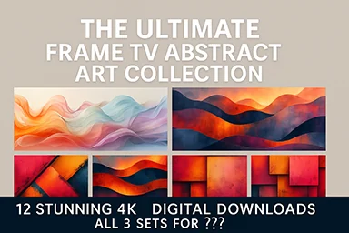 Original Abstract collection promotion with colorful framed artwork